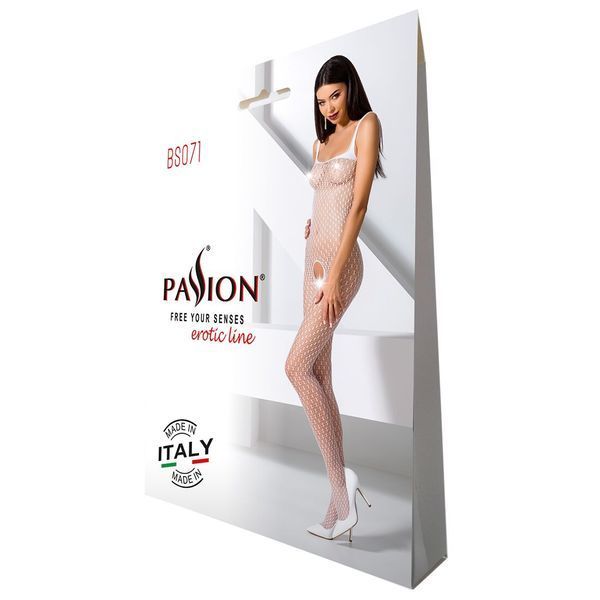 Бодістокінг Passion BS071 white, комбінезон на бретелях PBS071W фото