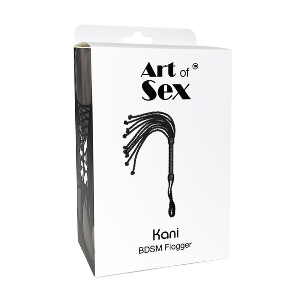 Ажурний батіг Кішка з екошкіри Art of Sex - Kani, колір чорний SO9666 фото