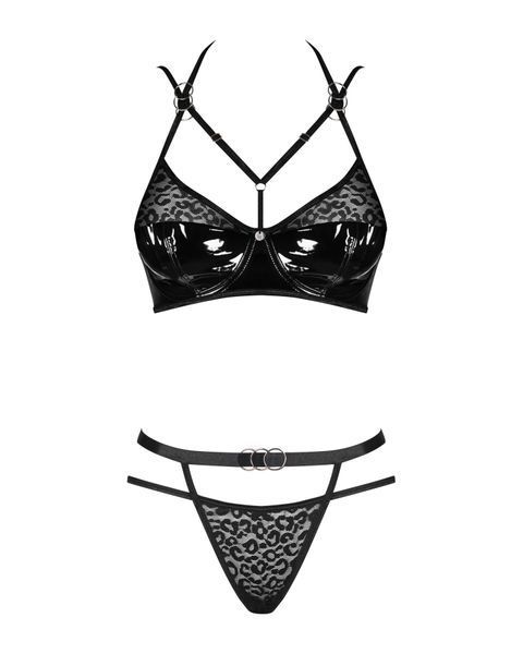 Еротичний комплект під латекс зі стрепами Obsessive Bagirela 2-pcs set S/M SO7219 фото