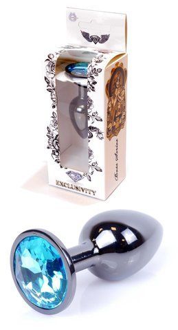 Анальний пробка Boss Series - Jewellery Dark Silver PLUG Light Blue S, BS6400031 BS6400031 фото