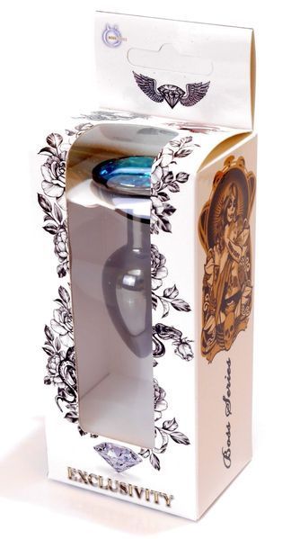 Анальний пробка Boss Series - Jewellery Dark Silver PLUG Light Blue S, BS6400031 BS6400031 фото