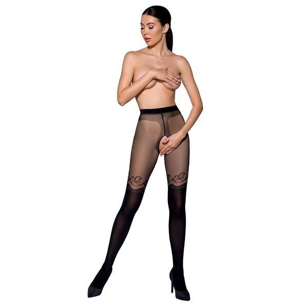 Колготки з відкритим доступом, подвійна щільність TIOPEN 012 black 1/2 (20/40 den) &mdash; Passion SO5814 фото