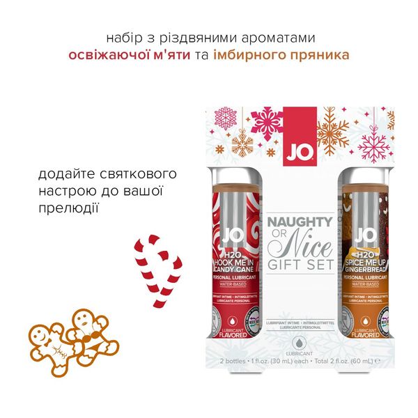 Набір лубрикантів System JO Naughty or Nice Gift Set – Candy Cane & Gingerbread (2×30 мл) SO6163 фото