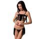 Комплект білизни KASSANDRA SET OpenBra black L/XL - Passion Exclusive: ліф з бахромою, трусики-спідн PS26301 фото 1