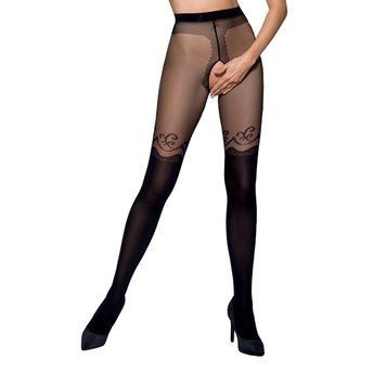 Колготки з відкритим доступом, подвійна щільність TIOPEN 012 black 3/4 (20/40 den) &mdash; Passion SO5815 фото