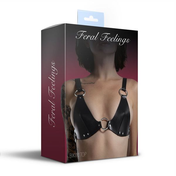 Ліф з натуральної шкіри Feral Feelings - Bikini Top Black SO9420 фото