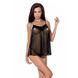 Сорочка прозора бебі дол MELANIA CHEMISE black L/XL - Passion, трусики, на тонких бретелях EL16304 фото 1