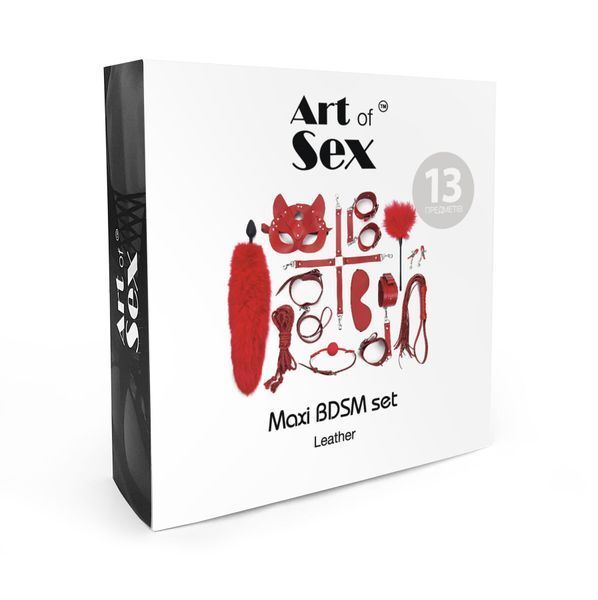 Набір Art of Sex - Maxi BDSM Set Leather, 13 предметів, натуральна шкіра, Чорний SO7139 фото
