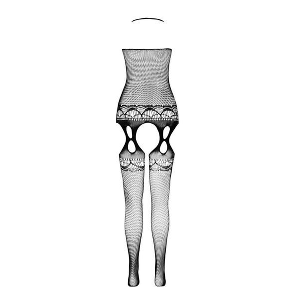 Бодістокінг Passion ECO BS006 black, з доступом, халтер, імітація підв&rsquo;язок SO7076 фото