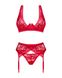 Комплект білизни Obsessive Lacelove cupless 3-pcs set XS/S Red, бюстгальтер, стрінги, пояс для панчі SO8655 фото 3