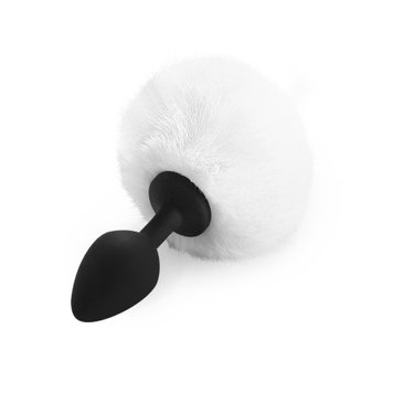 Силіконова пробка М Art of Sex - Silicone Bunny Tails Butt plug White SO6695 фото