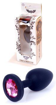 Силіконовий анальний пробка Boss Series - Jewellery Black Silicon PLUG Medium Pink M, BS6400087 BS6400087 фото