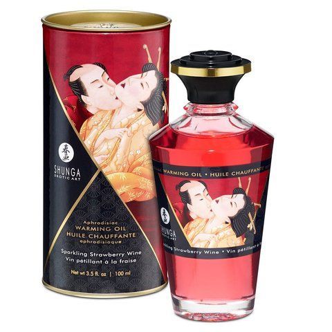 Розігрівальна олія Shunga Aphrodisiac Warming Oil &ndash; Sparkling Strawberry Wine (100 мл) SO2497 фото