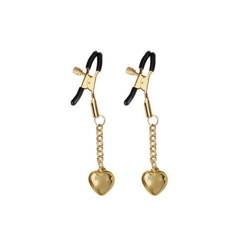 Затискачі для сосків Liebe Seele Solid Heart Nipple Clamps Gold SX1686 фото