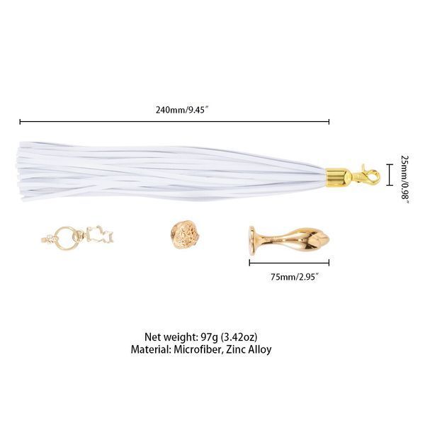 Анальна пробка з флогером LOCKINK SEVANDA White Pony-Tail Anal Rose-shape Plug SX0870 фото