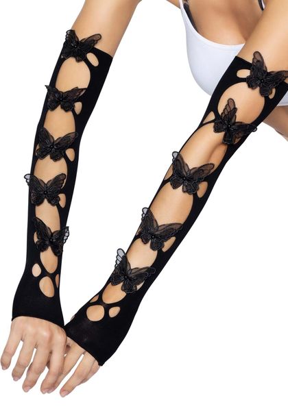 Мітенки Leg Avenue Butterfly applique arm warmers Black, метелики SO8575 фото