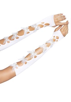 Мітенки Leg Avenue Butterfly applique arm warmers White, метелики SO8576 фото