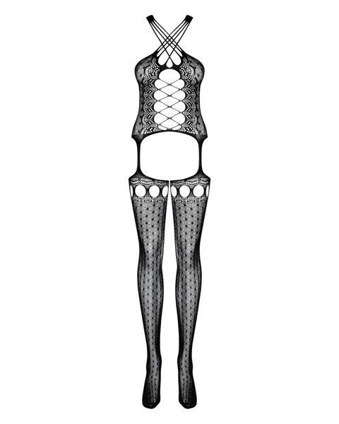Бодістокінг Obsessive Bodystocking G313 S/M/L, шнурівка, геометричний декор SO7237 фото