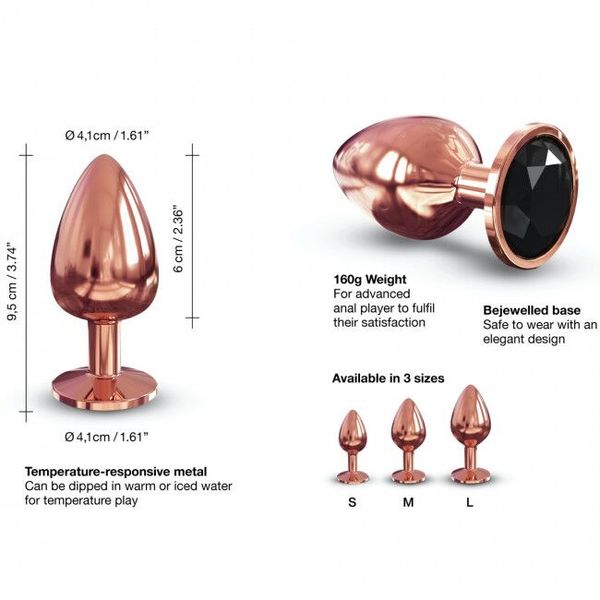 Металева анальна пробка із прикрасою у вигляді кристалу Dorcel - Diamond Plug Rose Gold L SO5530 фото