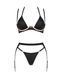 Комплект білизни Obsessive Selinne 3-pcs set M/L Black, бюстгальтер, стрінги пояс для панчіх SO8668 фото 3