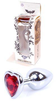 Анальний пробка Boss Series - Jewellery Silver Heart PLUG Red S, BS6400046 BS6400046 фото
