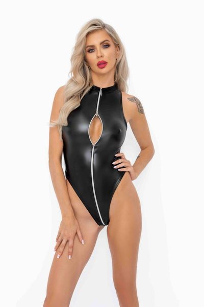Боді з мокрим ефектом Noir Handmade F294 Powerwetlook bodysuit with front zipper, S SX0195 фото