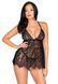 Сорочка бебі-дол Leg Avenue Floral lace babydoll & string Black M SO9170 фото 6