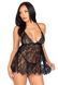 Сорочка бебі-дол Leg Avenue Floral lace babydoll & string Black M SO9170 фото 4