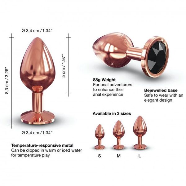 Металева анальна пробка із прикрасою у вигляді кристалу Dorcel - Diamond Plug Rose Gold M SO5531 фото