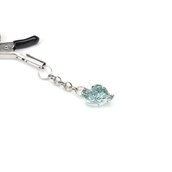 Затискачі для сосків Liebe Seele Glow-in-dark Nipple Clamps Light Blue SX1684 фото