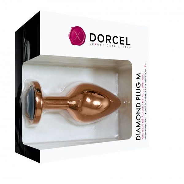 Металева анальна пробка із прикрасою у вигляді кристалу Dorcel - Diamond Plug Rose Gold M SO5531 фото