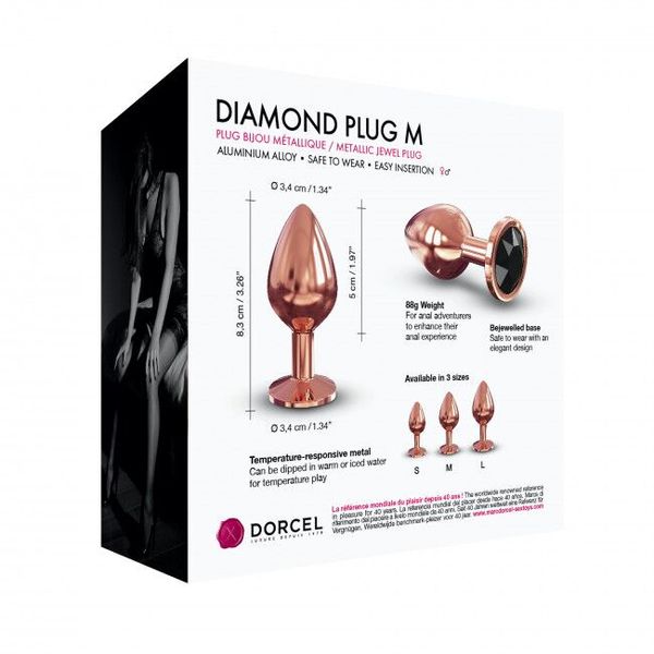 Металева анальна пробка із прикрасою у вигляді кристалу Dorcel - Diamond Plug Rose Gold M SO5531 фото