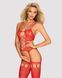 Бодістокінг Obsessive Bodystocking G313 S/M/L red, шнурівка, геометричний декор SO7238 фото 1