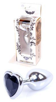 Анальний пробка Boss Series - Jewellery Silver Heart PLUG Black S, BS6400047 BS6400047 фото