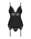 Сатиновий мереживний корсет Obsessive 810-COR-1 babydoll & thong S/M, чорний, корсет, танга SO7156 фото 5