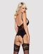 Сатиновий мереживний корсет Obsessive 810-COR-1 babydoll & thong S/M, чорний, корсет, танга SO7156 фото 2