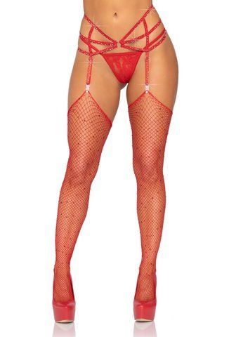 Пояс для панчіх Leg Avenue Rhinestone garterbelt Red One Size SO9143 фото