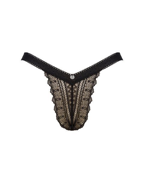 Мереживні трусики із заниженою талією Obsessive Estiqua panties M/L, чорні SO7261 фото