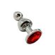 Металева анальна пробка Wooomy Lollypop Double Ball Metal Plug Red M, SO7423 фото 1