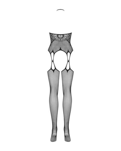 Бодістокінг Obsessive Bodystocking G316 S/M/L, квітковий декор, схрещені підв&rsquo;язки SO7240 фото