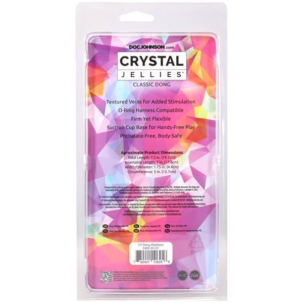 Дилдо Doc Johnson Crystal Jellies - 7.5 Inch Classic Dong - Rainbow SX4490 фото