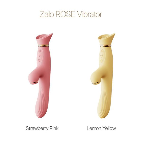 Вібратор з підігрівом та вакуумною стимуляцією клітора Zalo - ROSE Vibrator Lemon Yellow SO6681 фото