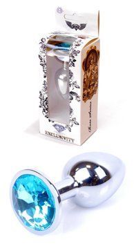Анальна пробка Boss Series - Jewellery Silver PLUG Light Blue S, BS6400014 BS6400014 фото