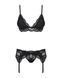 Мереживний комплект білизни Obsessive 810-SEG-1 L/XL Black, бюстгальтер, стрінги, пояс для панчіх SO7164 фото 5