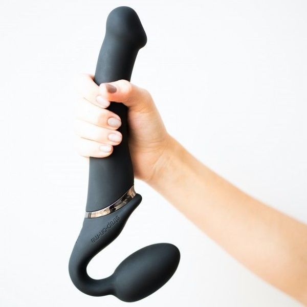 Безремінний страпон з вібрацією Strap-On-Me Vibrating Black M SO3354 фото