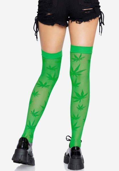Панчохи Leg Avenue 420 Net thigh highs Green SO9160 фото
