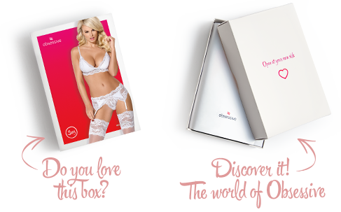 Мереживний комплект білизни Obsessive 810-SEG-1 L/XL White, бюстгальтер, стрінги, пояс для панчіх SO7166 фото