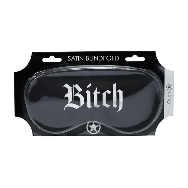 Маска на очі - Ouch! Satin Blindfold Bitch Black 90360028440 фото