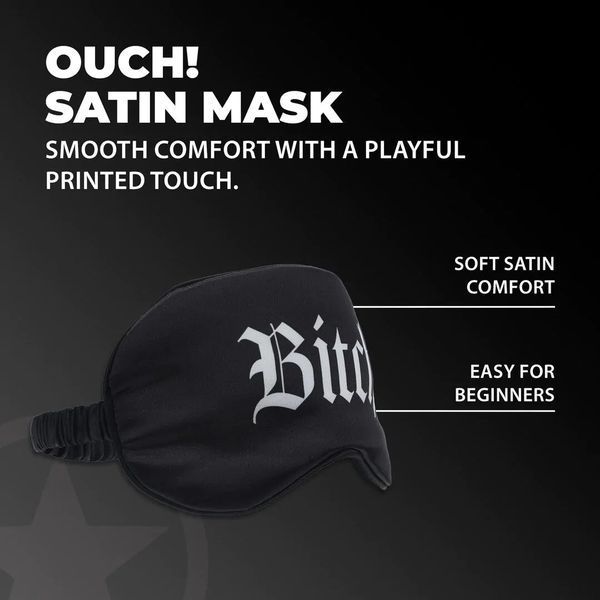 Маска на очі - Ouch! Satin Blindfold Bitch Black 90360028440 фото