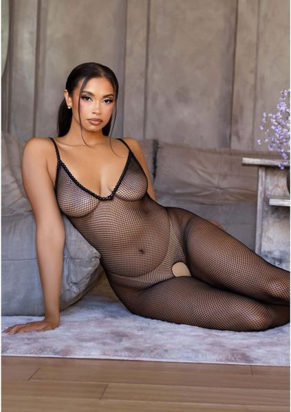Бодістокінг Leg Avenue Crotchless Fishnet Bodystocking One Size Black SX4989 фото